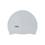 PELDCEPURE NQC SOLID COLOR GRAY SILICONE SWIMMING CAP DOTS NILS AQUA
