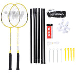 Komplekts ALUMTEC 4466 BADMINTON ROCKET SET DZELTENS 2GAB SHUTTLECOCKS 3GAB NET LINE WISH