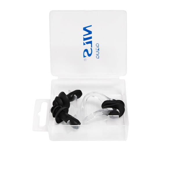 NQAW30 BLACK SILICONE peldēšanas komplekts ar ausu un deguna aizbāžņiem NILS AQUA