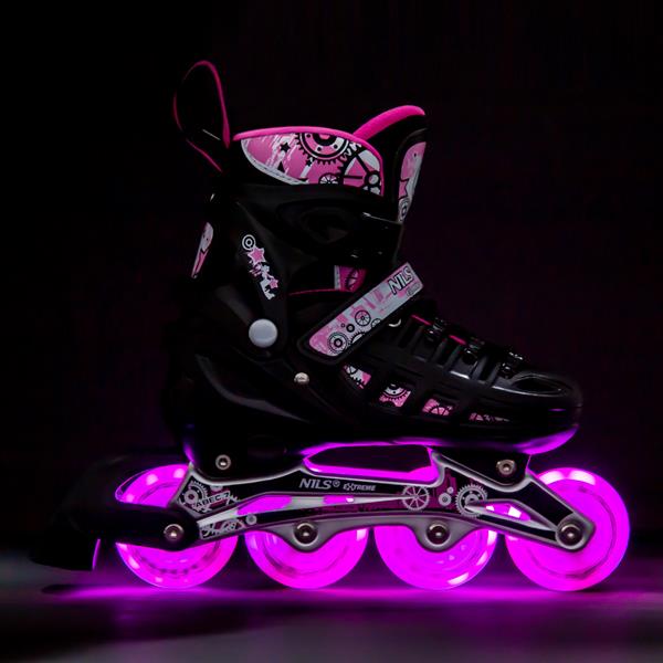 Skritļslidas / Hokeja slidas NH10905 4in1 PINK LED SIZE L(39-42) NILS EXTREME