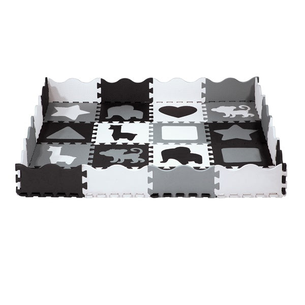 BĒRNU PAKLĀJS MD03 KIDS PLAYPEN PUZZLE MAT GRAY 36 ELEMENTS 120x120CM NILS FUN