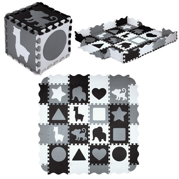 BĒRNU PAKLĀJS MD03 KIDS PLAYPEN PUZZLE MAT GRAY 36 ELEMENTS 120x120CM NILS FUN