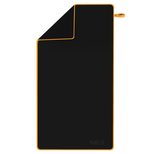 NAR12 BLACK-ORANGE MICROFIBRE TOWEL 180x100 cm NILS AQUA