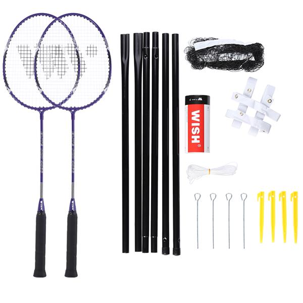 Komplekts ALUMTEC 4466 BADMINTON ROCKET SET PURPLE 2 GAB 3 GAB SHUTTLECOCKS NET LINE WISH