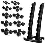 Komplekts POLYURETHANE DUMBBELLS HPT 2 x 1 - 10 KG (110 KG) + STR37 VERTICAL RACK HMS