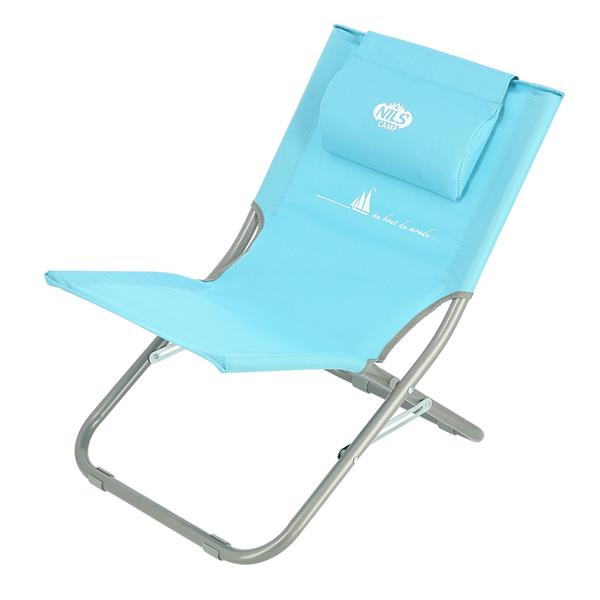 Kempinga krēsls NC3136 BLUE BEACH CHAIR WITH PILLOW NILS CAMP