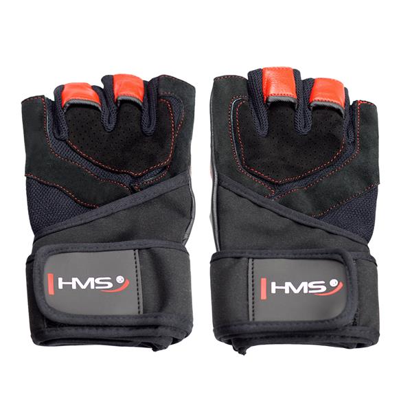 RST01 IZMĒRS XXL VĪRIEŠU FITNESA CIMDI HMS (melni - sarkani)