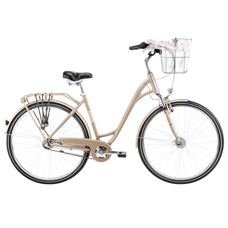 Velosipēds ROMET Art Deco Classic, ar priekšējo grozu, bēšs (M)