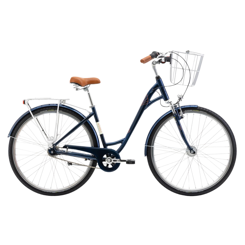 Velosipēds ROMET Art Deco Lux, ar priekšējo grozu, zils (M)