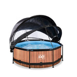 Karkasa baseins ar filtru un jumtiem Exit Wood ø244x76 cm, brūns