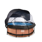 Karkasa baseins ar filtru un jumtiem Exit Wood ø244x76 cm, brūns