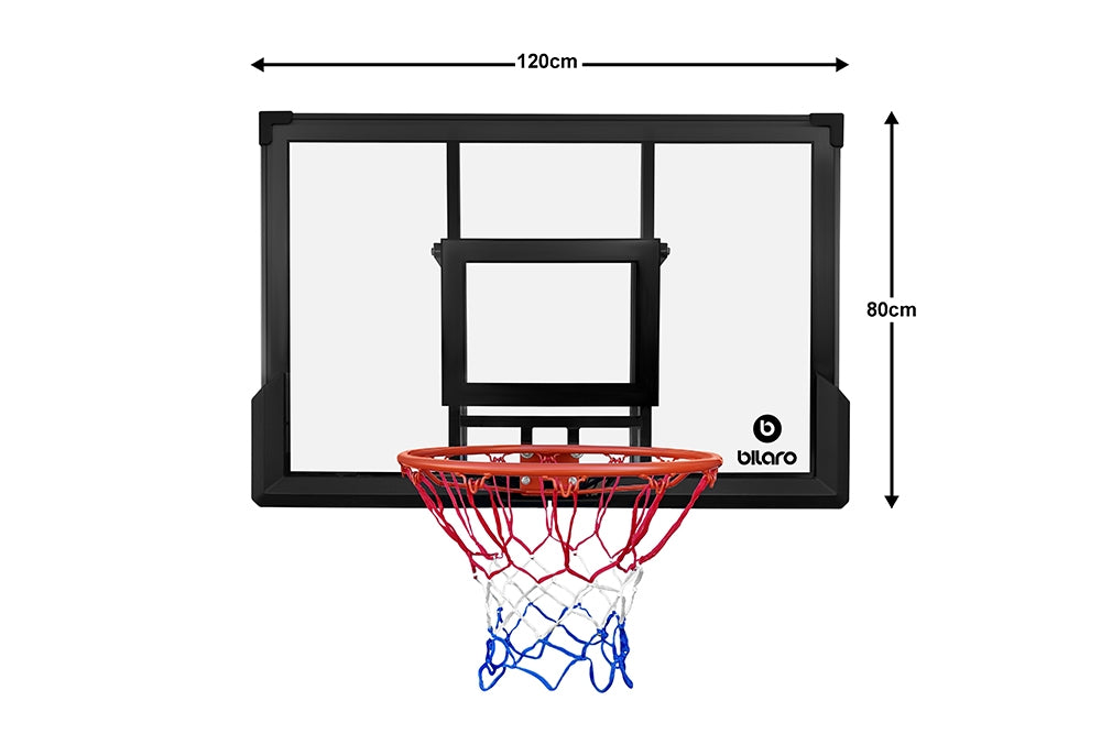 Basketbola dēlis Bilaro Dakota 120x80cm, ar stīpu un tīklu