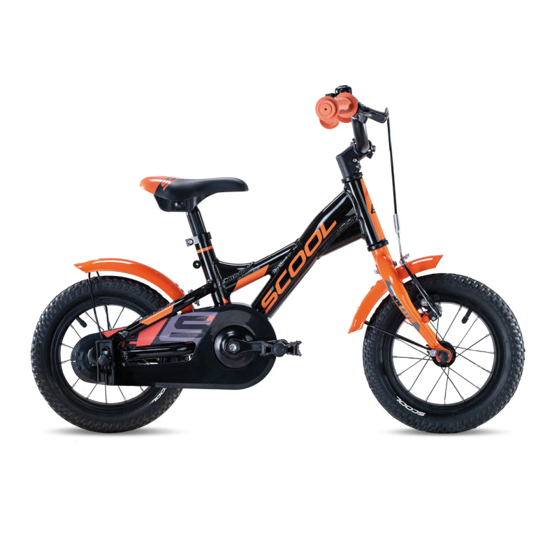 Bērnu velosipēds S'Cool XXlite, 12" melns-oranžs