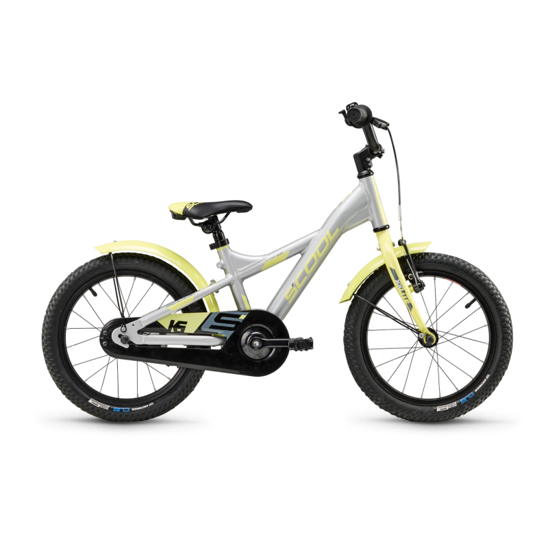 Bērnu velosipēds S´COOL XXlite, 16" sudraba/laima