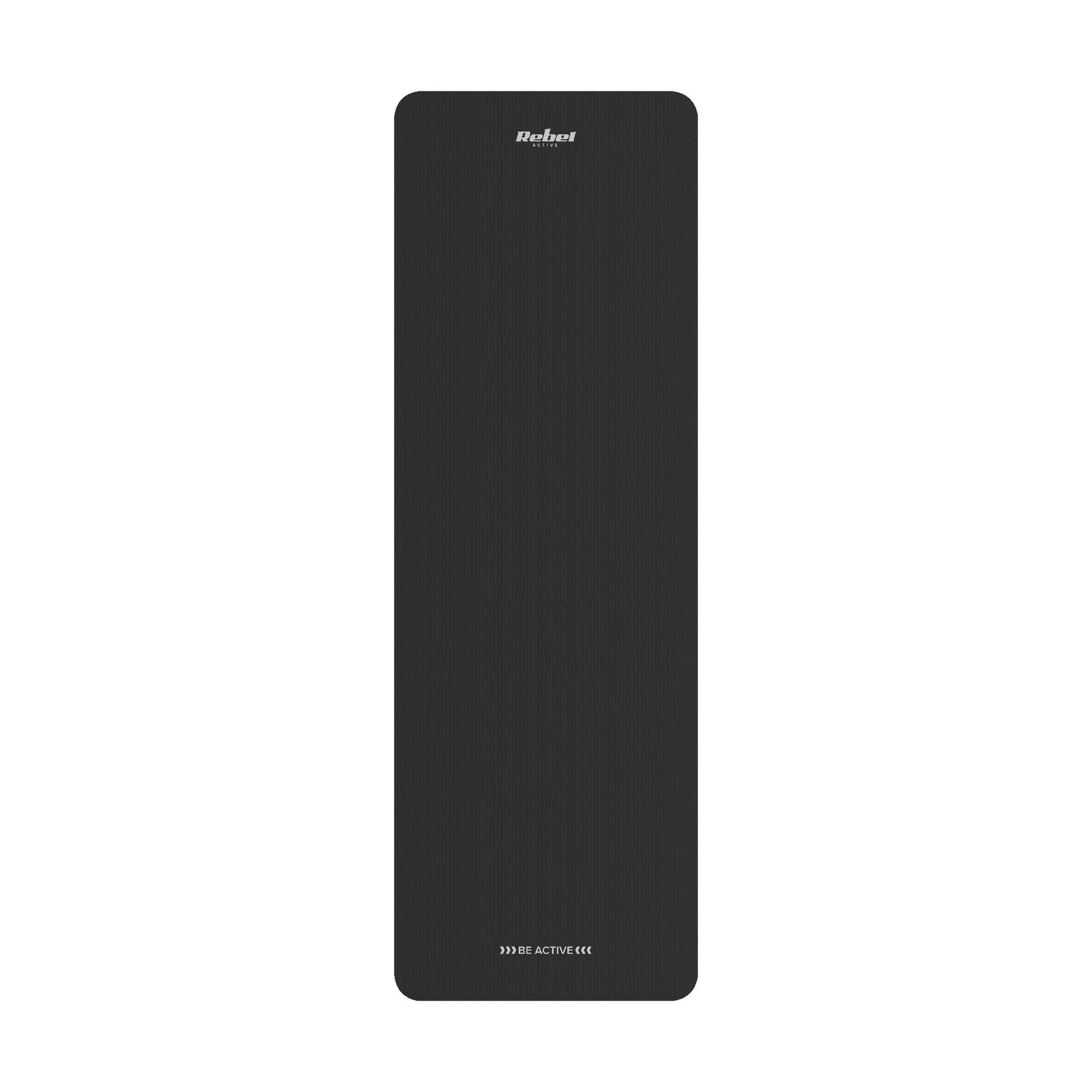 Vingrošanas paklājiņš jogai, pilates, fitnesam, 183x61cm, 1,5cm biezs, NBR materiāls, melns, REBEL ACTIVE