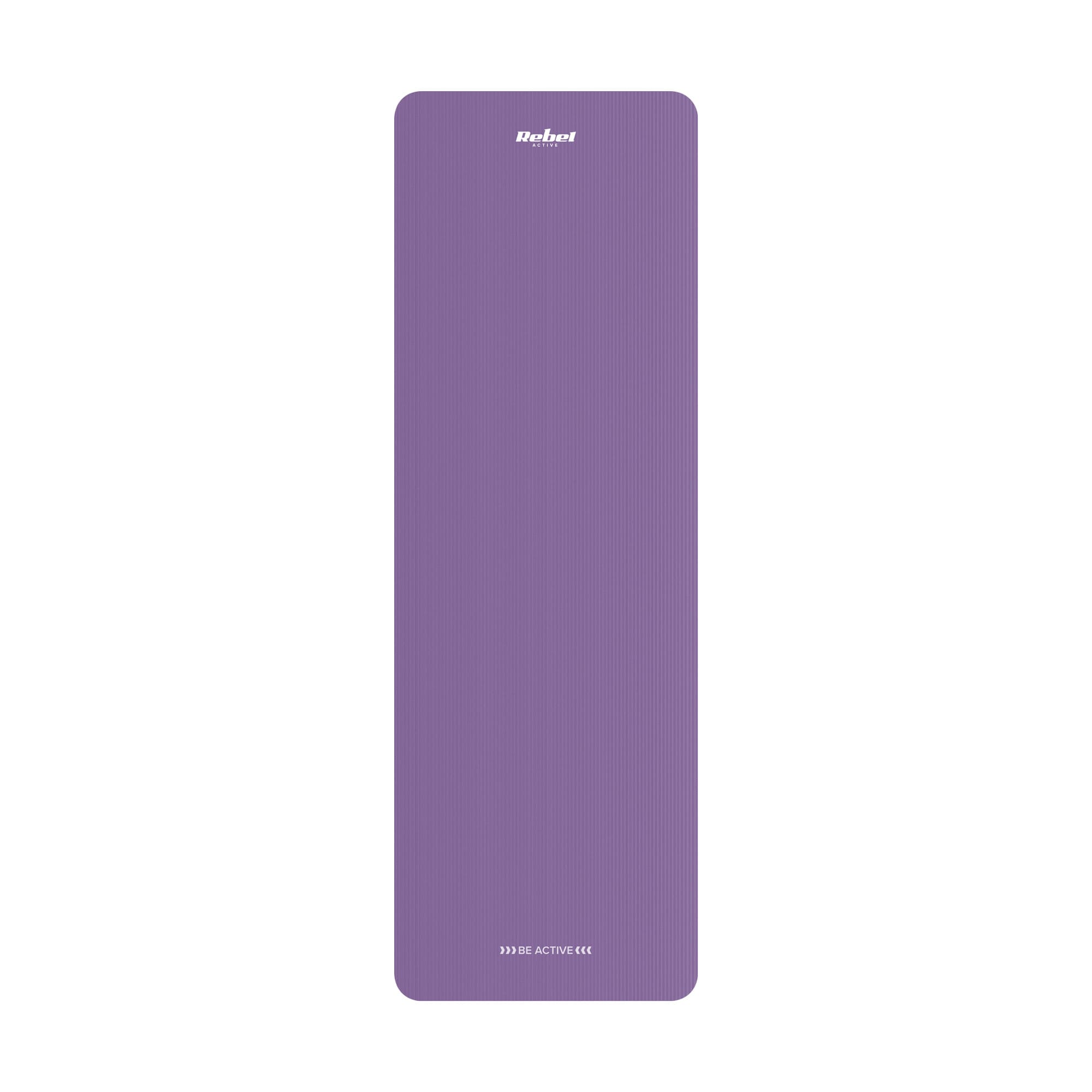 Vingrošanas paklājiņš jogai, pilates, fitnesam, 183x61cm, 1,5cm biezs, NBR materiāls, violets, REBEL ACTIVE