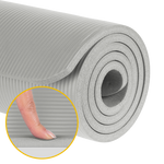 Vingrošanas paklājiņš jogai, pilates, fitnesam, 183x61cm, biezums 1,5cm, NBR materiāls, pelēks, REBEL ACTIVE