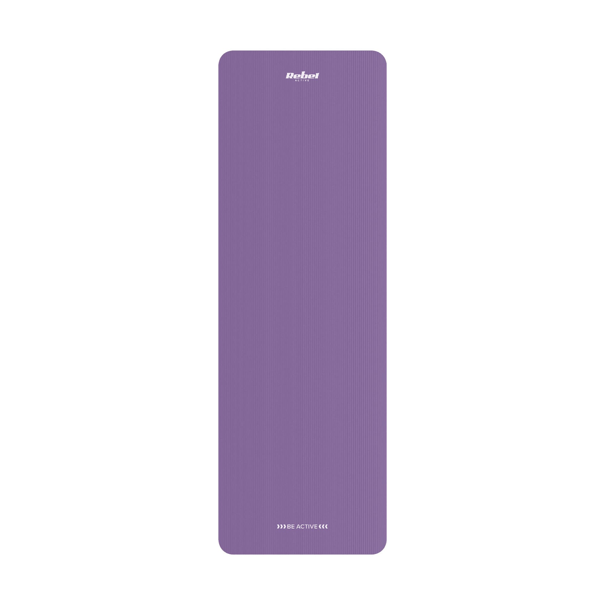 Vingrošanas paklājiņš jogai, pilates, fitnesam, 183x61cm, 1cm biezs, NBR materiāls, violets, REBEL ACTIVE