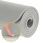 Vingrošanas paklājiņš jogai, pilates, fitnesam, 183x61cm, biezums 1cm, NBR materiāls, pelēks, REBEL ACTIVE