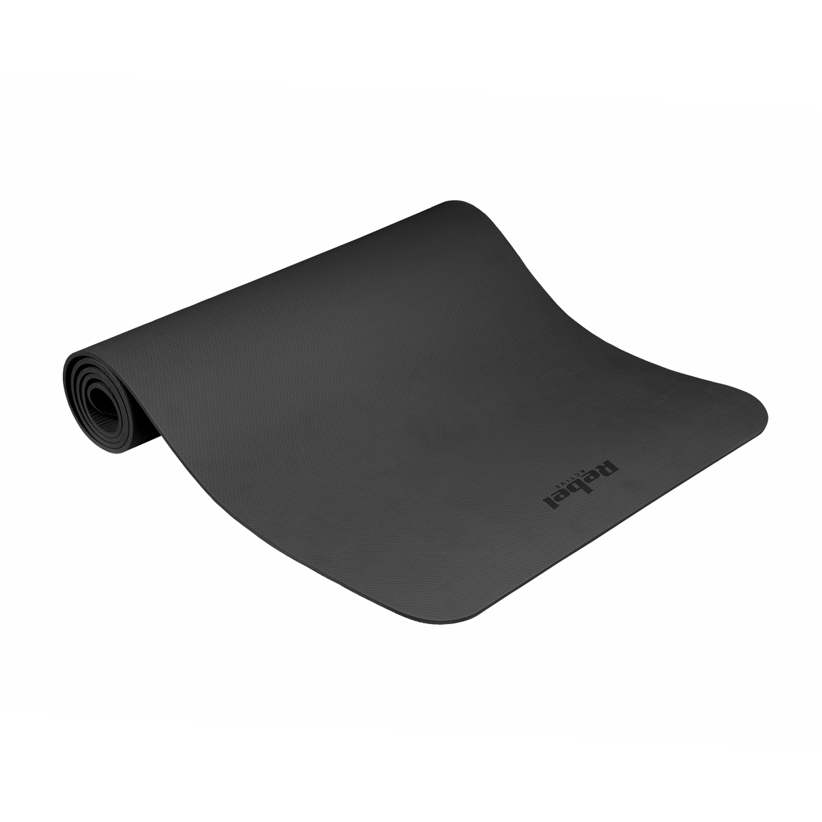 Vingrošanas paklājiņš jogai, pilates, fitnesam, 183x61cm, biezums 1cm, TPE materiāls, melns, REBEL ACTIVE