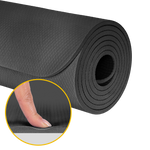 Vingrošanas paklājiņš jogai, pilates, fitnesam, 183x61cm, biezums 1cm, TPE materiāls, melns, REBEL ACTIVE