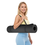 Vingrošanas paklājiņš jogai, pilates, fitnesam, 183x61cm, biezums 1cm, TPE materiāls, melns, REBEL ACTIVE