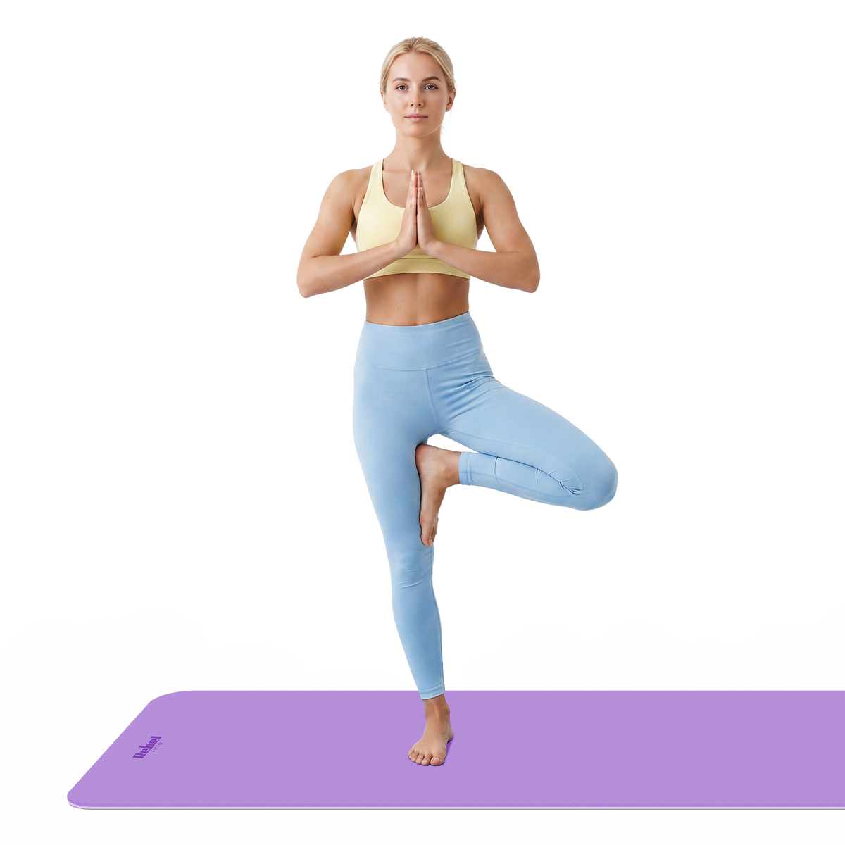 Vingrošanas paklājiņš jogai, pilates, fitnesam, 183x61cm, biezums 1cm, TPE materiāls, violets, REBEL ACTIVE
