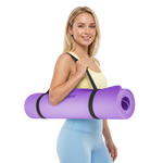 Vingrošanas paklājiņš jogai, pilates, fitnesam, 183x61cm, biezums 1cm, TPE materiāls, violets, REBEL ACTIVE