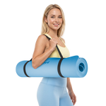 Vingrošanas paklājiņš jogai, pilates, fitnesam, 183x61cm, biezums 1cm, TPE materiāls, zils, REBEL ACTIVE