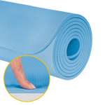 Vingrošanas paklājiņš jogai, pilates, fitnesam, 183x61cm, biezums 1cm, TPE materiāls, zils, REBEL ACTIVE