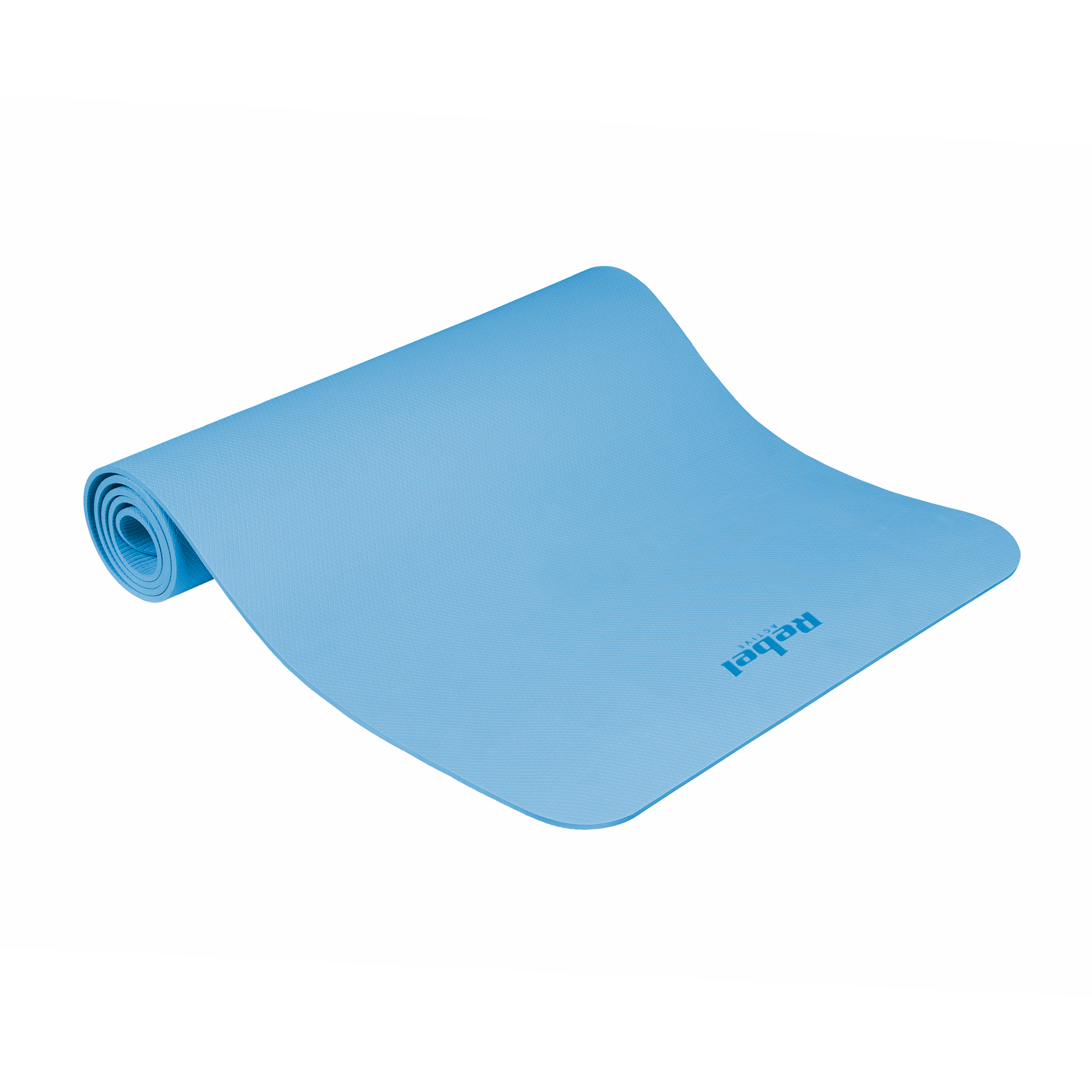 Vingrošanas paklājiņš jogai, pilates, fitnesam, 183x61cm, biezums 1cm, TPE materiāls, zils, REBEL ACTIVE