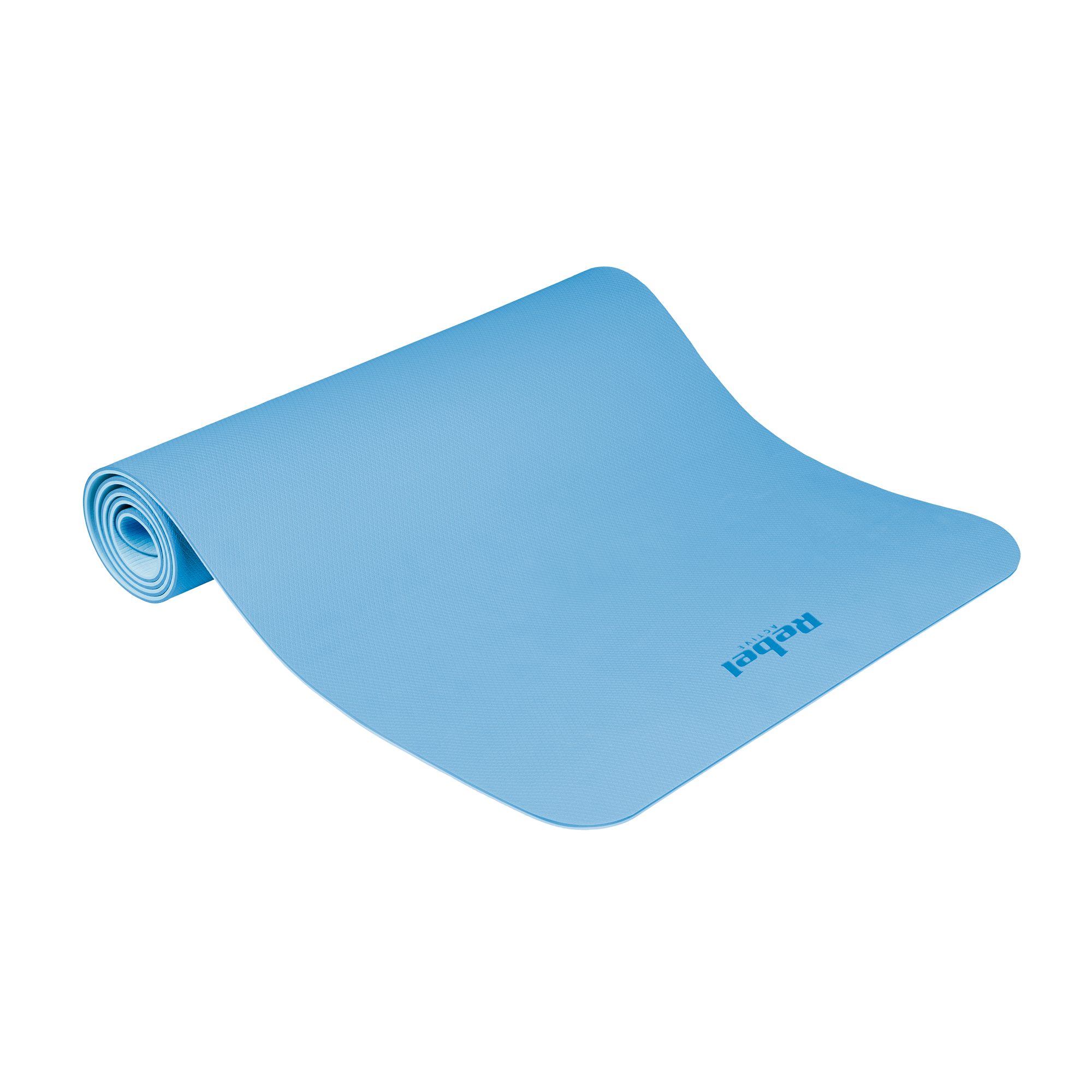 Vingrošanas paklājiņš jogai, pilates, fitnesam, 183x61cm, biezums 1cm, TPE materiāls, zils, REBEL ACTIVE