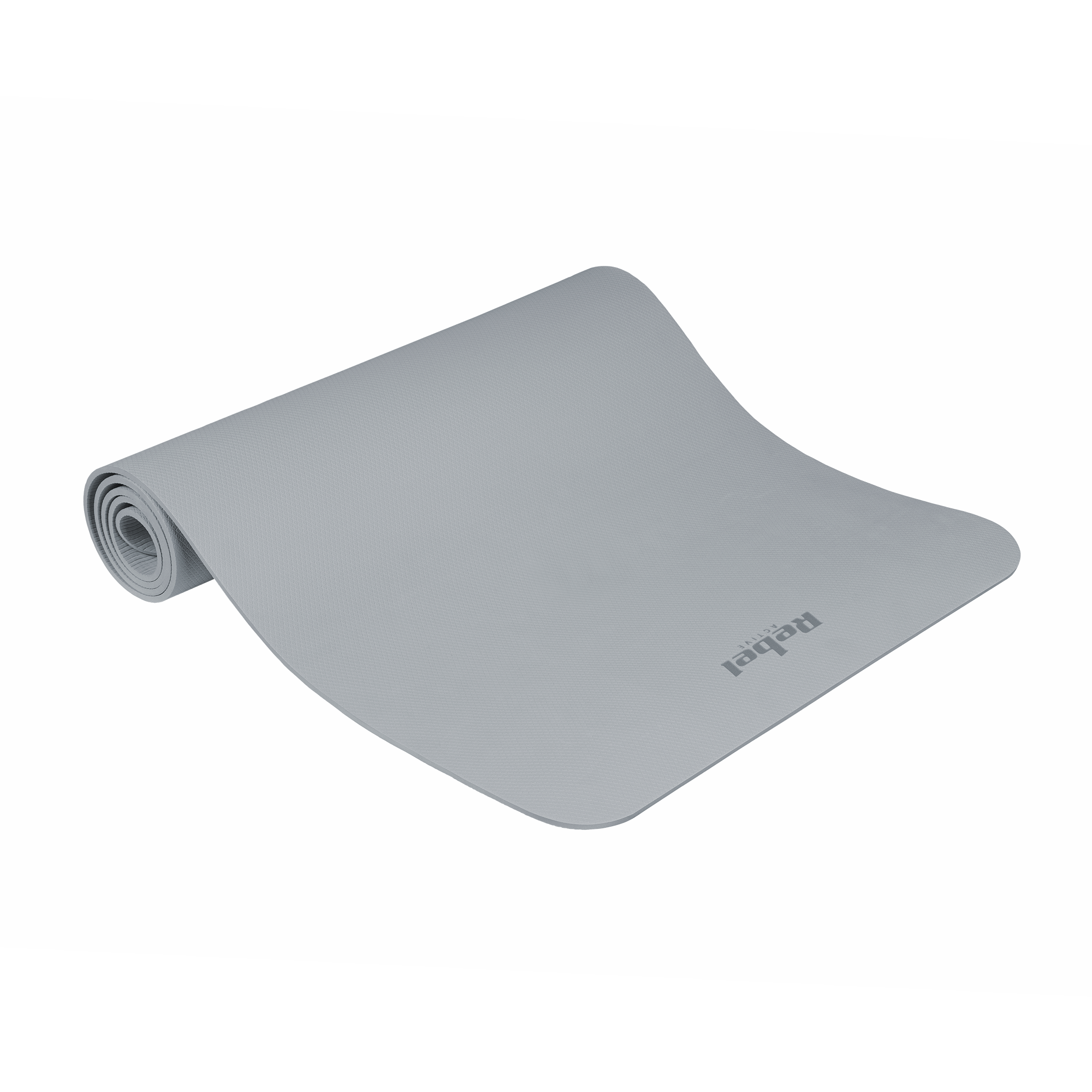 Vingrošanas paklājiņš jogai, pilates, fitnesam, 183x61cm, biezums 1cm, TPE materiāls, pelēks, REBEL ACTIVE