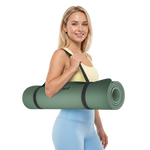 Vingrošanas paklājiņš jogai, pilates, fitnesam, 183x61cm, biezums 1cm, TPE materiāls, zaļš, REBEL ACTIVE