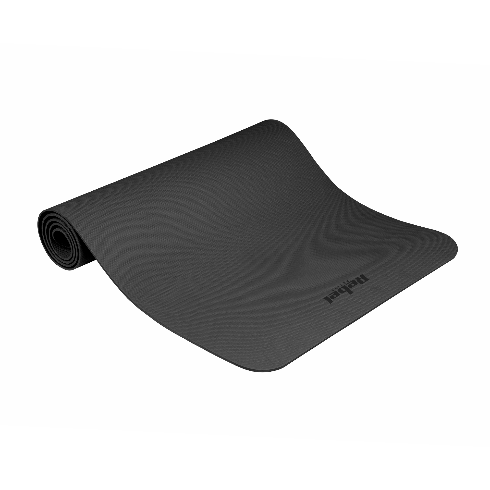 Vingrošanas paklājiņš jogai, pilates, fitnesam, 183x61cm, biezums 4mm, TPE materiāls, melns, REBEL ACTIVE
