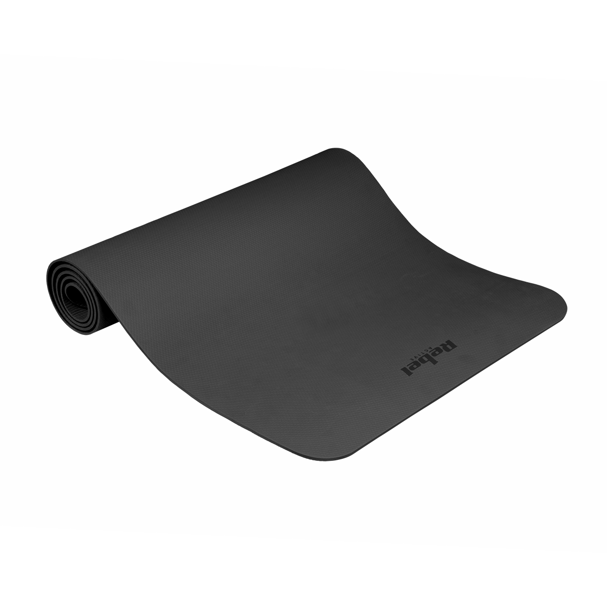 Vingrošanas paklājiņš jogai, pilates, fitnesam, 183x61cm, biezums 4mm, TPE materiāls, melns, REBEL ACTIVE