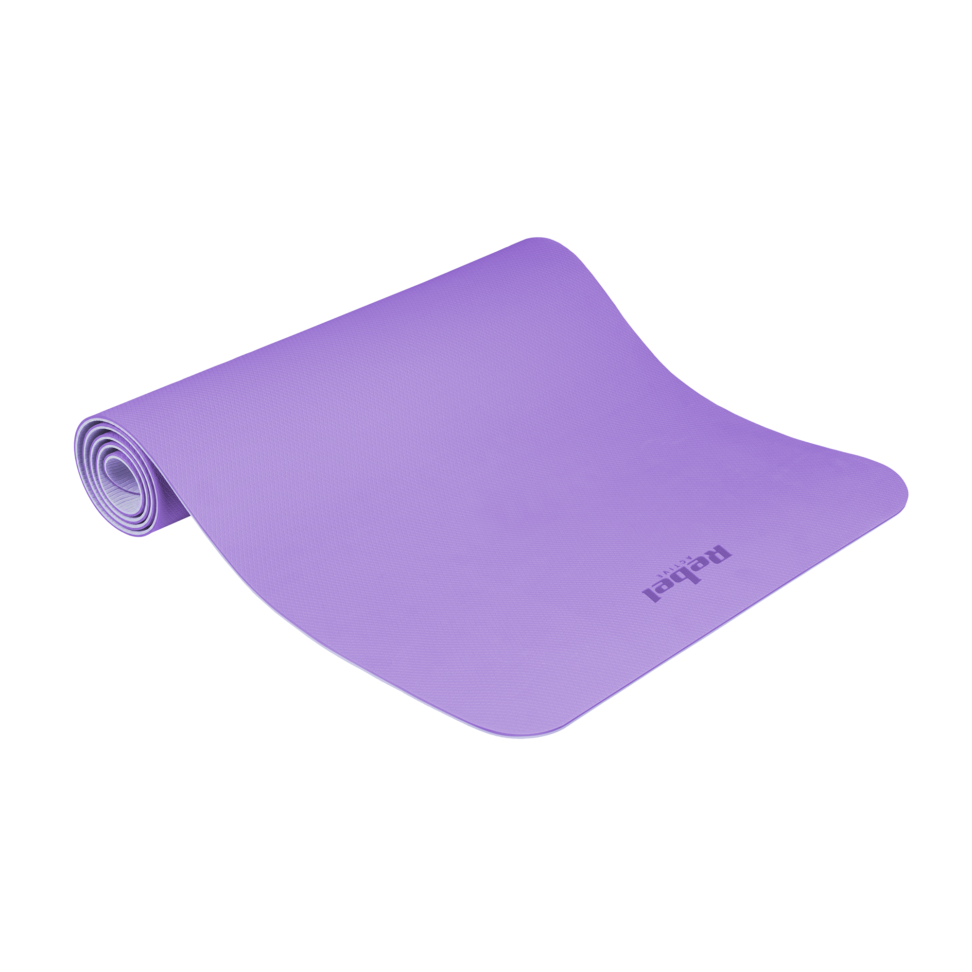 Vingrošanas paklājiņš jogai, pilates, fitnesam, 183x61cm, biezums 4mm, TPE materiāls, violets, REBEL ACTIVE