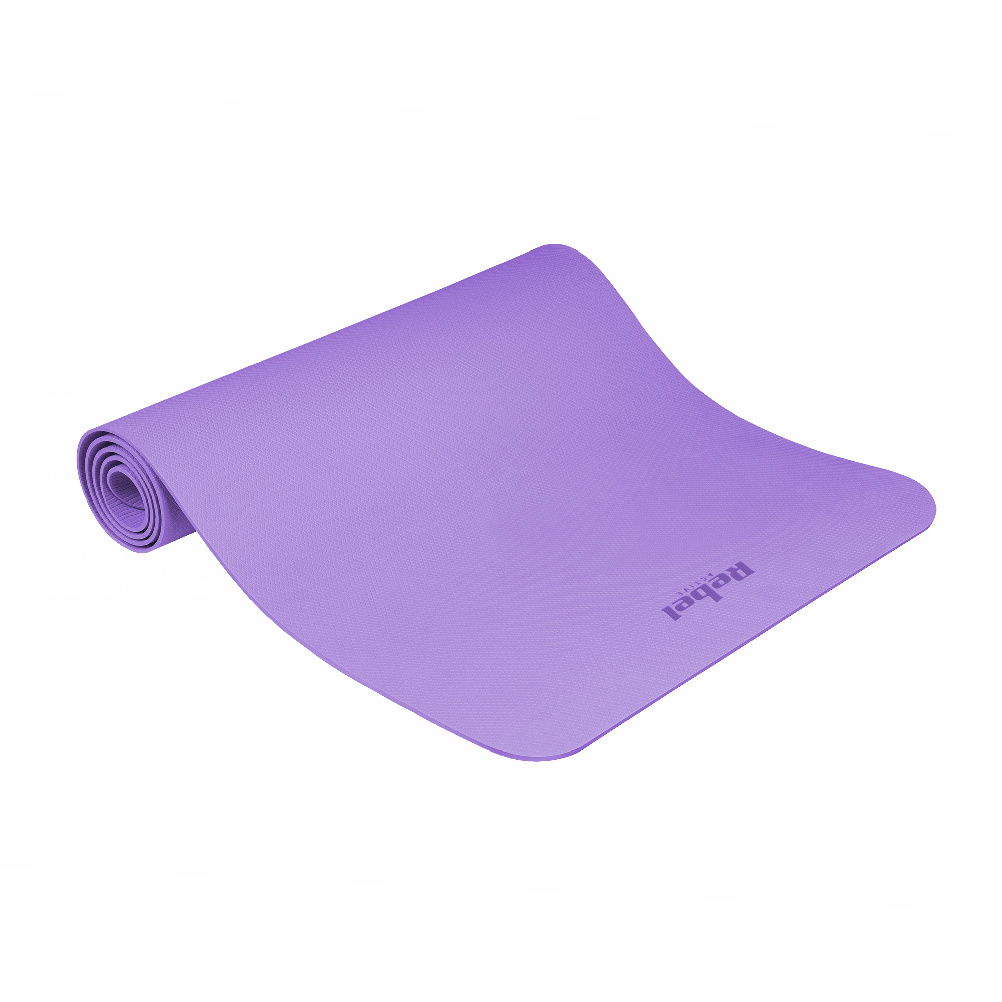 Vingrošanas paklājiņš jogai, pilates, fitnesam, 183x61cm, biezums 4mm, TPE materiāls, violets, REBEL ACTIVE