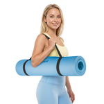 Vingrošanas paklājiņš jogai, pilates, fitnesam, 183x61cm, biezums 4mm, TPE materiāls, zils, REBEL ACTIVE