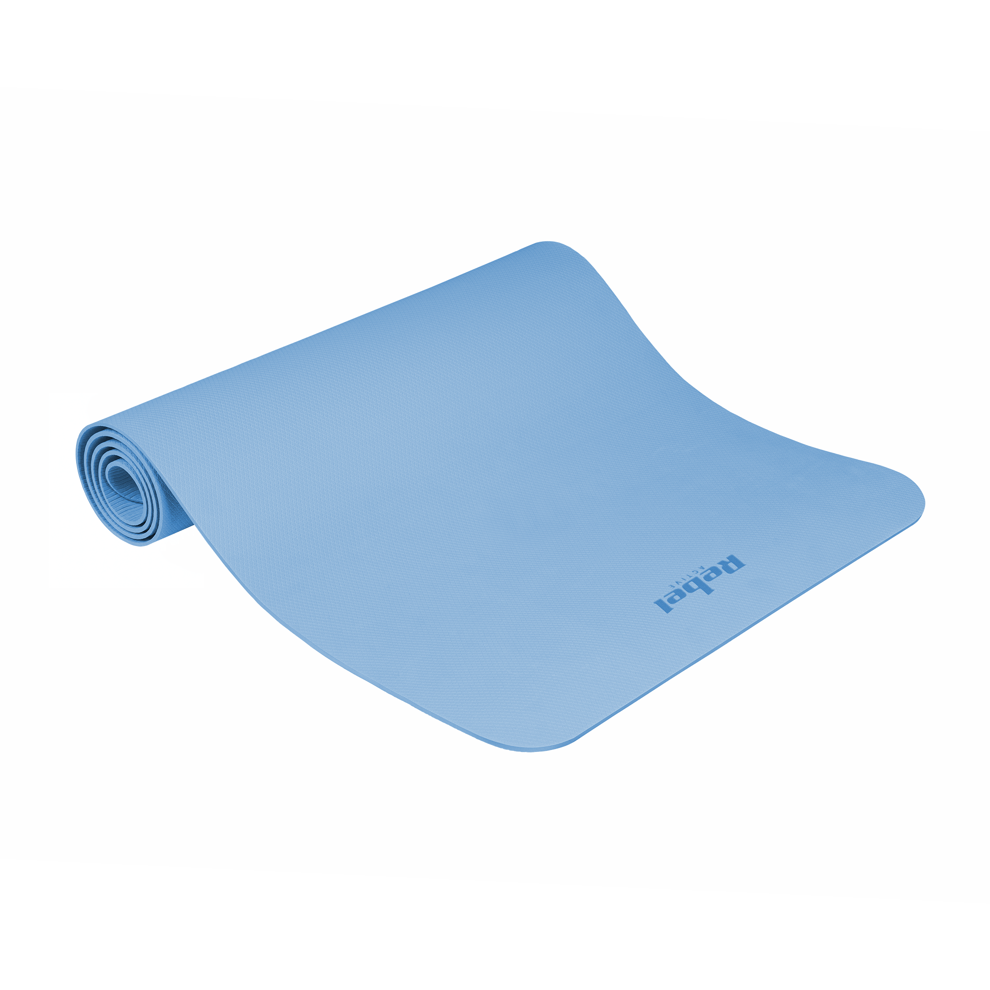 Vingrošanas paklājiņš jogai, pilates, fitnesam, 183x61cm, biezums 4mm, TPE materiāls, zils, REBEL ACTIVE