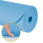 Vingrošanas paklājiņš jogai, pilates, fitnesam, 183x61cm, biezums 4mm, TPE materiāls, zils, REBEL ACTIVE