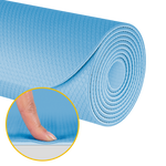 Vingrošanas paklājiņš jogai, pilates, fitnesam, 183x61cm, biezums 4mm, TPE materiāls, zils, REBEL ACTIVE