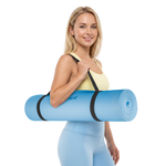 Vingrošanas paklājiņš jogai, pilates, fitnesam, 183x61cm, biezums 4mm, TPE materiāls, zils, REBEL ACTIVE