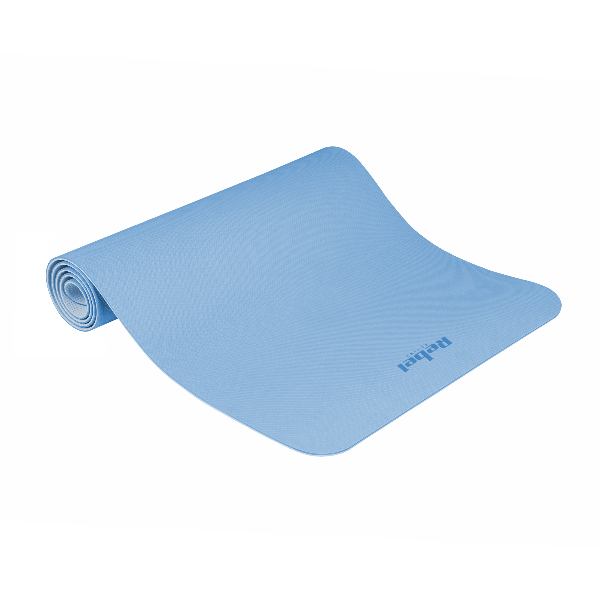 Vingrošanas paklājiņš jogai, pilates, fitnesam, 183x61cm, biezums 4mm, TPE materiāls, zils, REBEL ACTIVE