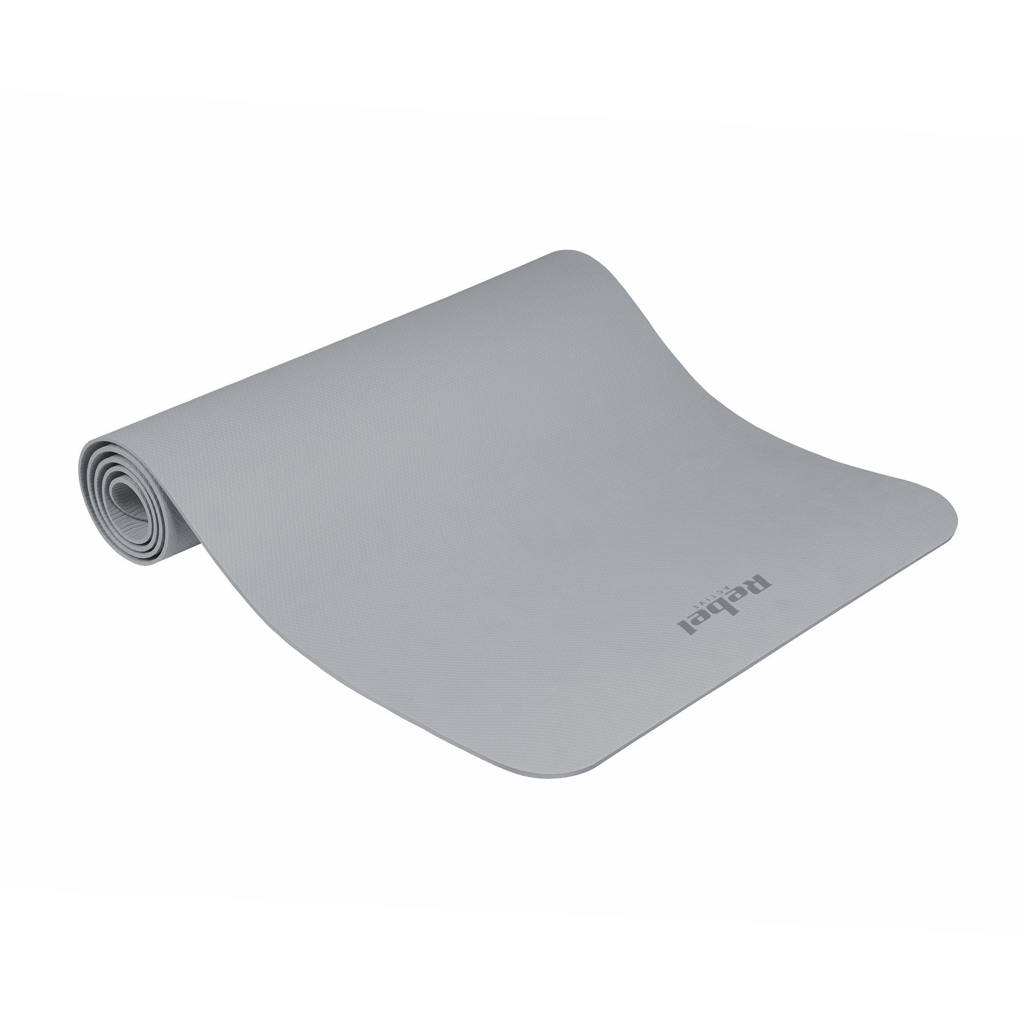 Vingrošanas paklājiņš jogai, pilates, fitnesam, 183x61cm, biezums 4mm, TPE materiāls, pelēks, REBEL ACTIVE