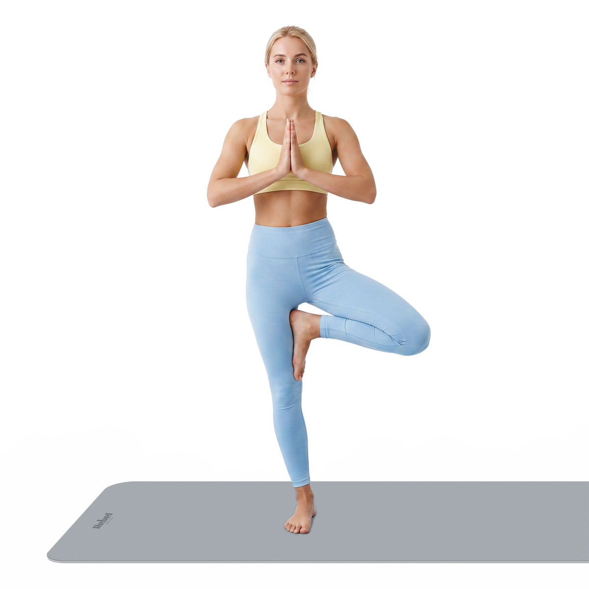Vingrošanas paklājiņš jogai, pilates, fitnesam, 183x61cm, biezums 4mm, TPE materiāls, pelēks, REBEL ACTIVE
