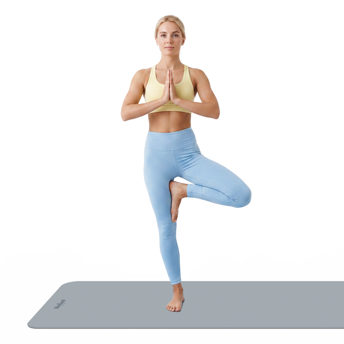 Vingrošanas paklājiņš jogai, pilates, fitnesam, 183x61cm, biezums 4mm, TPE materiāls, pelēks, REBEL ACTIVE