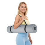 Vingrošanas paklājiņš jogai, pilates, fitnesam, 183x61cm, biezums 4mm, TPE materiāls, pelēks, REBEL ACTIVE