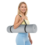 Vingrošanas paklājiņš jogai, pilates, fitnesam, 183x61cm, biezums 4mm, TPE materiāls, pelēks, REBEL ACTIVE