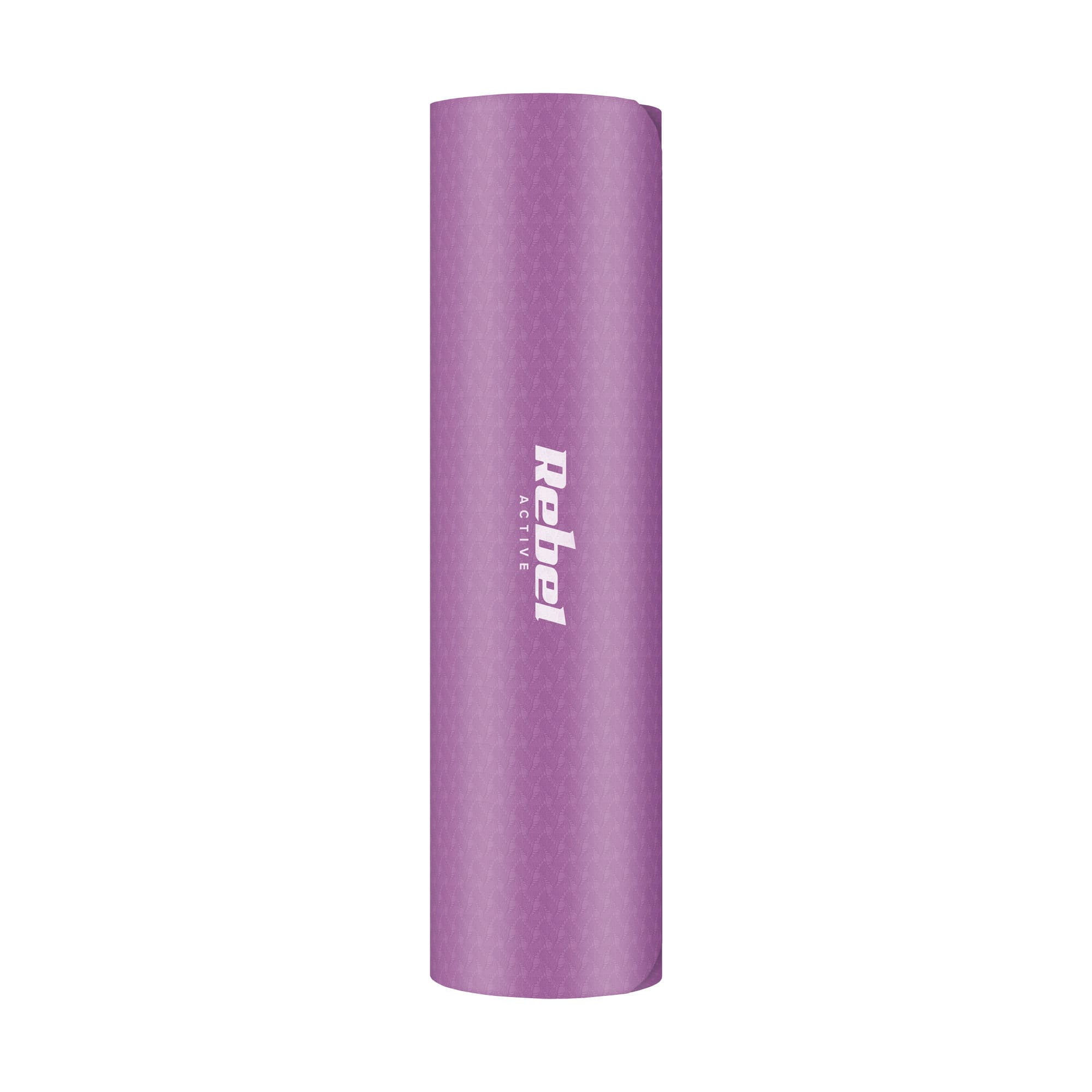 Vingrošanas paklājiņš jogai, pilates, fitnesam, 183x61cm, 6mm biezs, TPE materiāls, violets, REBEL ACTIVE